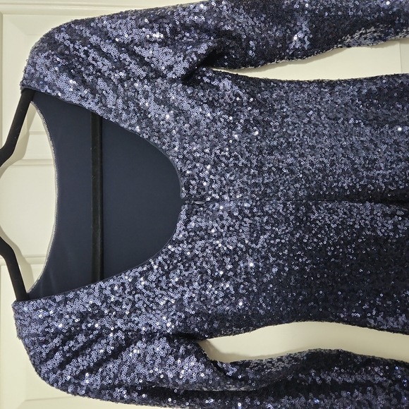 Ralph Lauren Navy Sequined Scoop-Back Dress - Picture 10 of 10